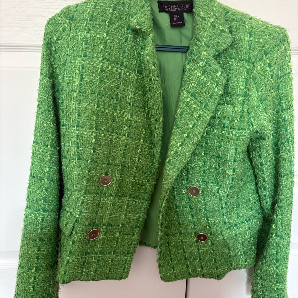 Rachel Zoe Green Blazer with Textured Tweed